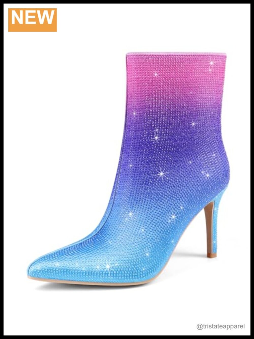 Rhinestone Ankle Boots Sparkly High Heel Dress Booties Stiletto Pointed Toe